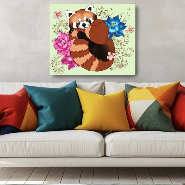 Poster Red Panda Lotus Flowers Henna (Criador carregado)