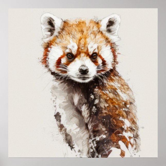 Poster Red Panda Retrait Animal Painting Willife Forest (Frente)