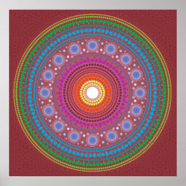 Poster Red Patterted Mandala