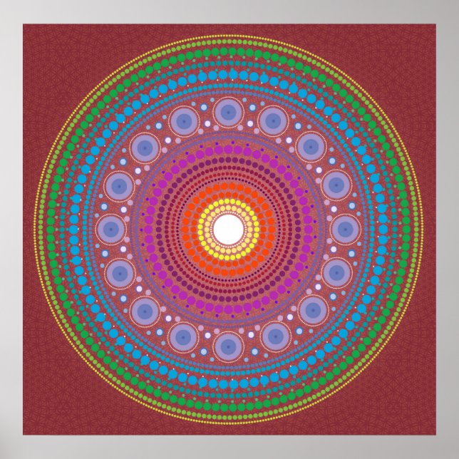 Poster Red Patterted Mandala (Frente)