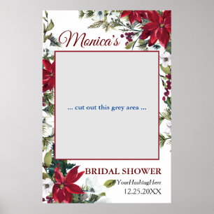 Poster Red Poinsettia Floral Bridal Shower Photo Prop