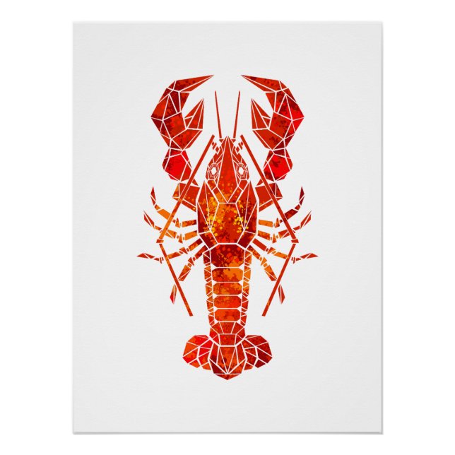 Póster Red polygonal lobster (Frente)