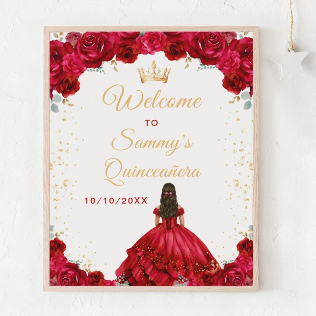 Poster Red Princess Quinceañera Bem-Vindo (Criador carregado)