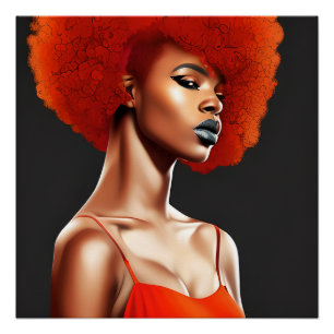 Póster Red Queen Auburn Cute Hair Black Melanin Afro