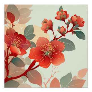 Póster Red Quince Blossoms