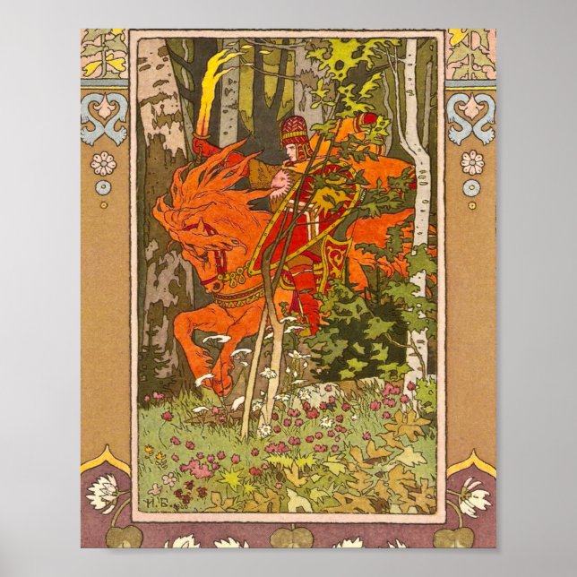Poster Red Rider Fairy Tale Vasilisa - Ivan Bilibin (Frente)