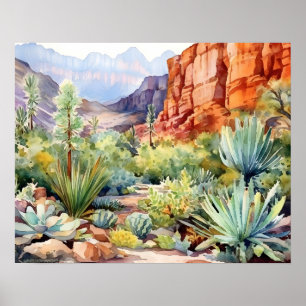 Poster Red Rock Canyon Nevada Watercolor Landscape