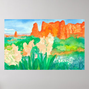 Poster Red Rock Mounts Southwest Desert Watercolor