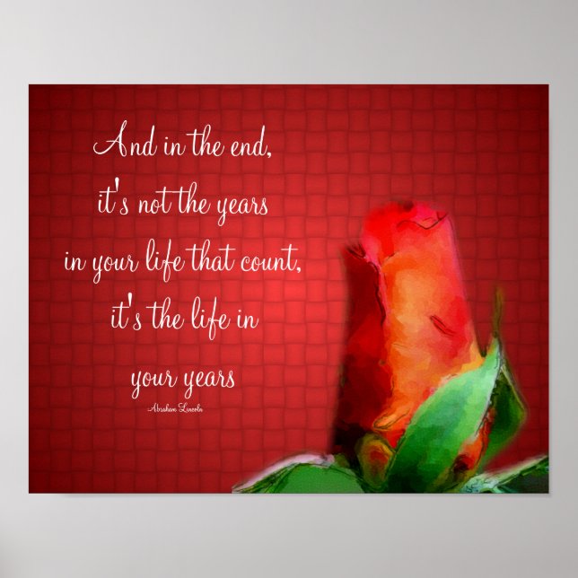 Póster Red Rose Life Attitude Quote Inspirational (Frente)