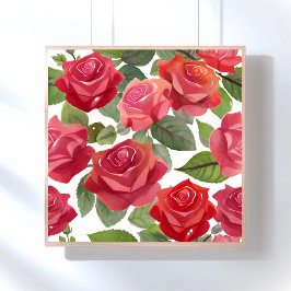 Poster Red Roses | Elegant Floral Rose Watercolor