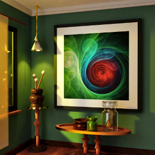 Póster Red Storm Abstrato Art