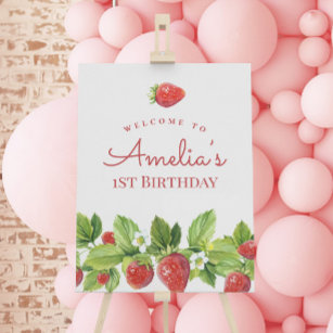 Poster Red Strawberry Berry Sweet Sinal de Boas-vindas