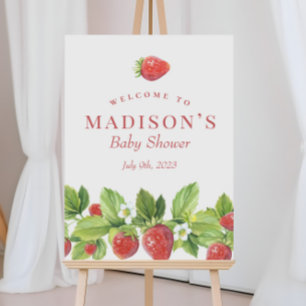 Poster Red Strawberry Berry Sweet Sinal de Boas-vindas