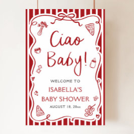 Poster Red Stripes - Chá de fraldas de Bebê italiano Ciao