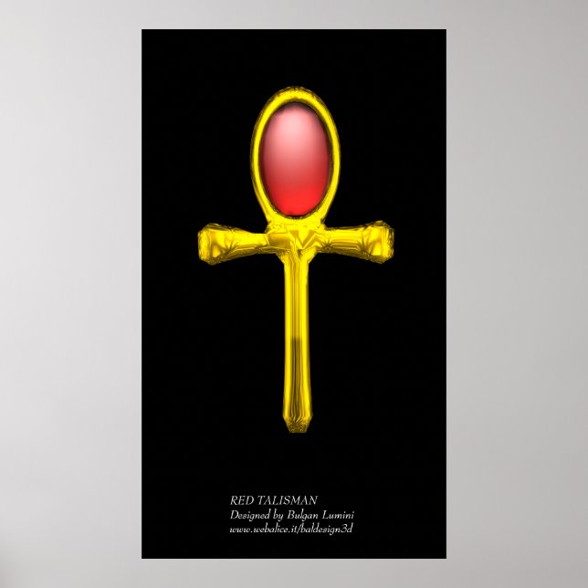 Póster RED TALISMAN Dourado Ankh egípcio Vida Eterna (Frente)