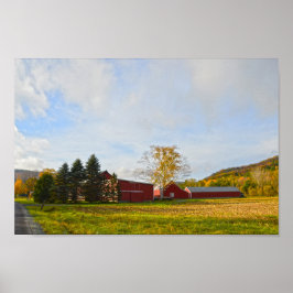 Poster Red Vermont Barns no outono
