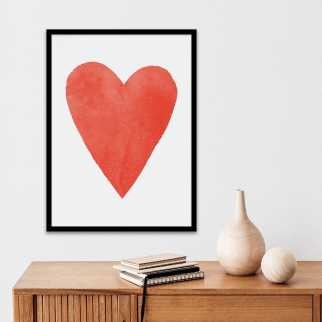 Poster Red Watercolor Heart Dia de os namorados (Criador carregado)