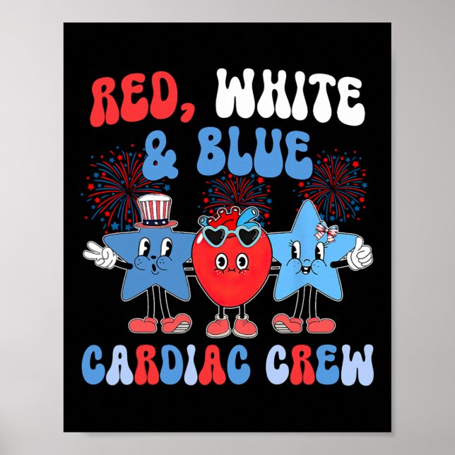 Poster Red White Blue Cardiology Cath Lab 4t (Frente)