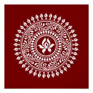 Póster Red & White Festivo Rangoli