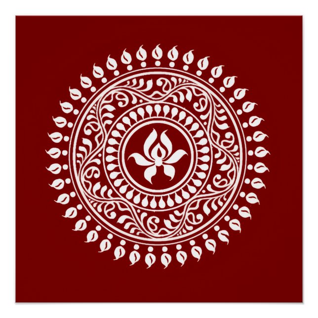 Póster Red & White Festivo Rangoli (Frente)