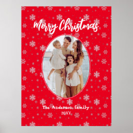 Poster Red White Modern Family Foto Feliz Natal