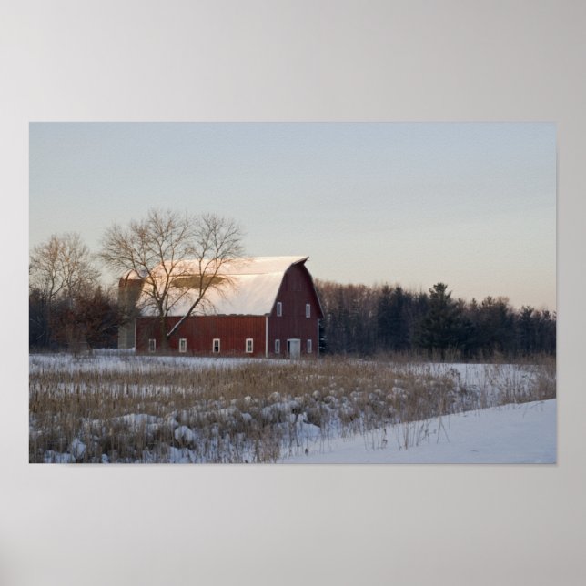 Poster Red Winter Barn (Frente)