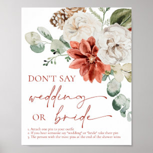 Poster Red Winter Christmas Don't say Wedding or Bride