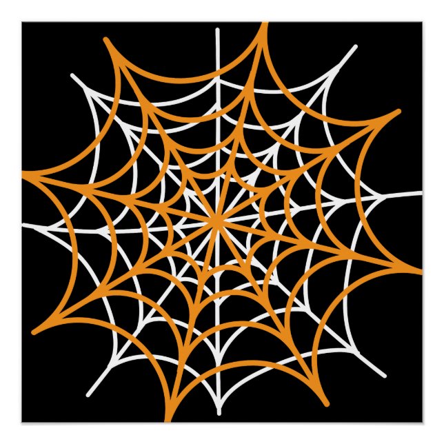 Póster Rede de aranha branca e laranja (Frente)