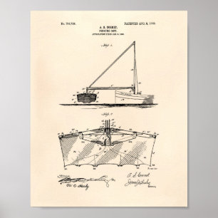 Póster Rede De Pesca 1905 Arte Patente Antigo Peper