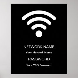 Poster Rede Wifi com Marca Personalizada e Senha Preta