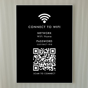Poster Rede Wifi Senha de Internet de código QR Preta