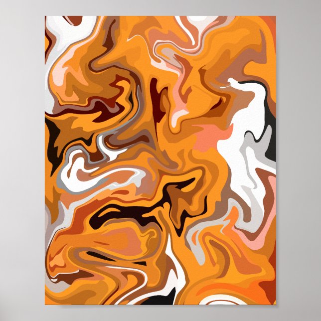 Poster Redemoinho Abstrato Laranja Fogo (Frente)