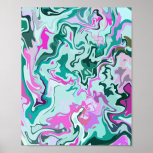 Poster Redemoinho Abstrato Vibrante com Rosa e Verde