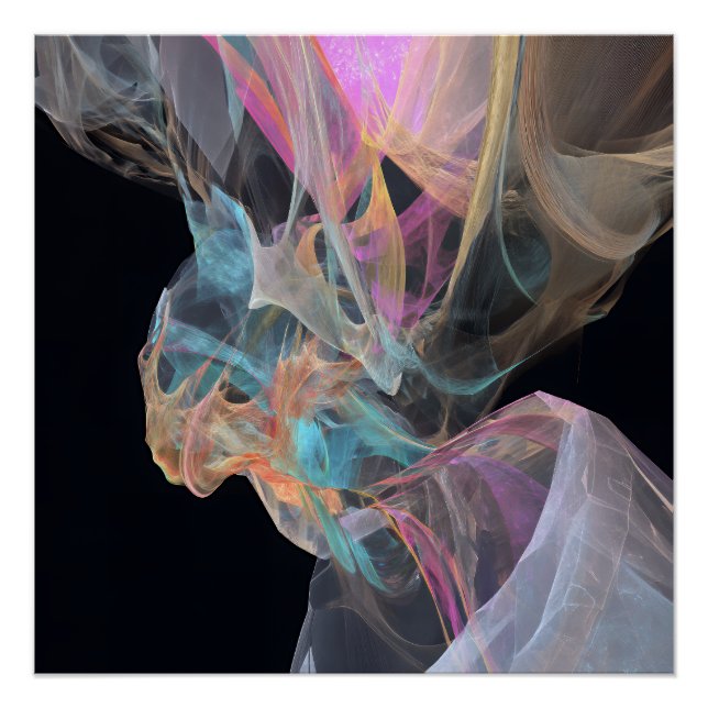 Póster Redemoinho de Energia Vibrante Rosa Turquesa (Frente)