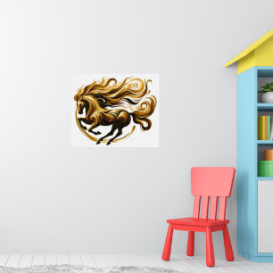 Poster Redemoinho Dourado – Cavalo Real em Movimento