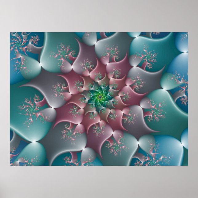 Poster Redemoinho Floral Fractal (Frente)