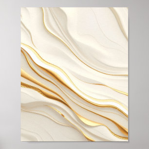 Poster "Redemoinhos de Mármore Opulento Dourado e Creme"