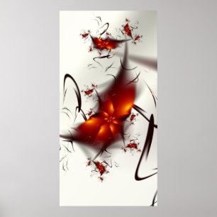 Poster Redemoinhos vermelhos do preto das flores