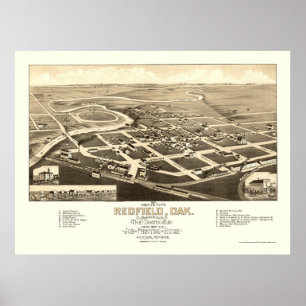 Póster Redfield, mapa panorâmico do SD - 1883