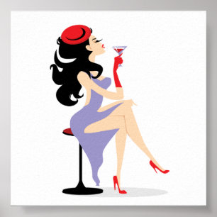 PÓSTER REDHAT09 FASHIONISTA DIVA RED HAT HEELS PURPLE DRE