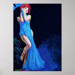 Poster Redhead Girl Striptease Vintage Pulp Cover Art