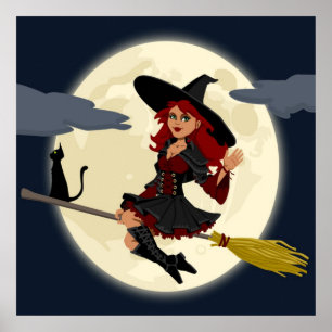 POSTER REDHEADED HALLOWEEN WITCH