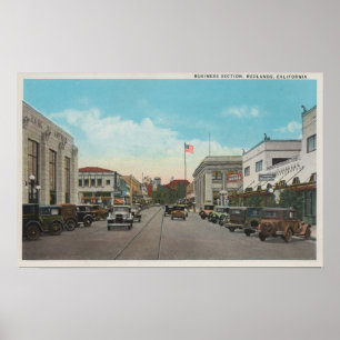 Póster Redlands, CA - o centro de cidade do distrito