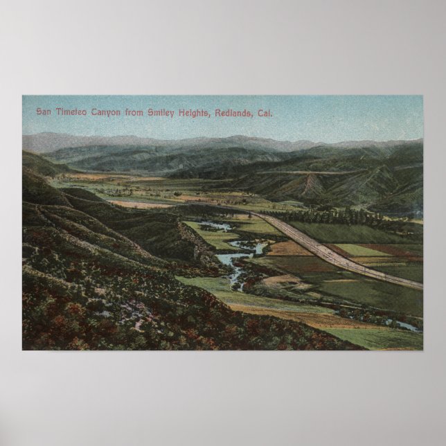 Poster Redlands, CA - San Timeteo Canyon de Smiley (Frente)