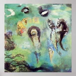 Poster Redon - Cavalos-marinhos Sobre A Superfície Subma