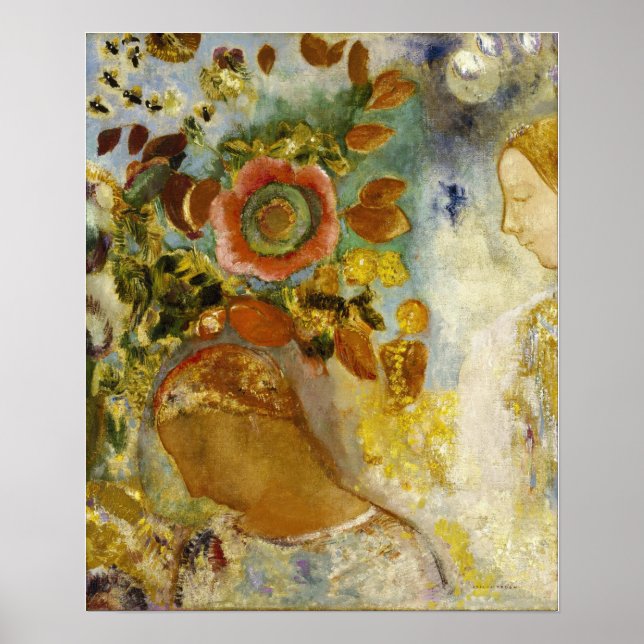 Poster Redon - Duas Jovens Meninas Entre Flores (Frente)