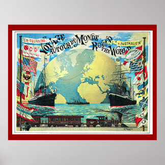 Poster Redonda da Viagem Mundial, Viagens vintage de 1890