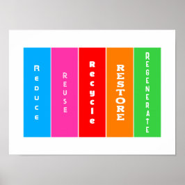Poster "Reduzir, Reutilizar, Reciclar, Restaurar, Regener