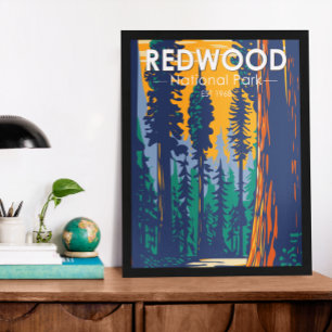 Poster Redwood National Park California Vintage