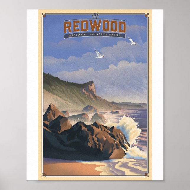 Poster Redwood National Park Litho Trabalho de arte Poste (Frente)